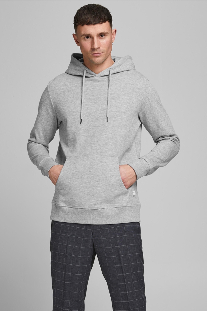 JJEBASIC SWEAT HOOD NOOS 12182537 LIGHT GREY MELANGE